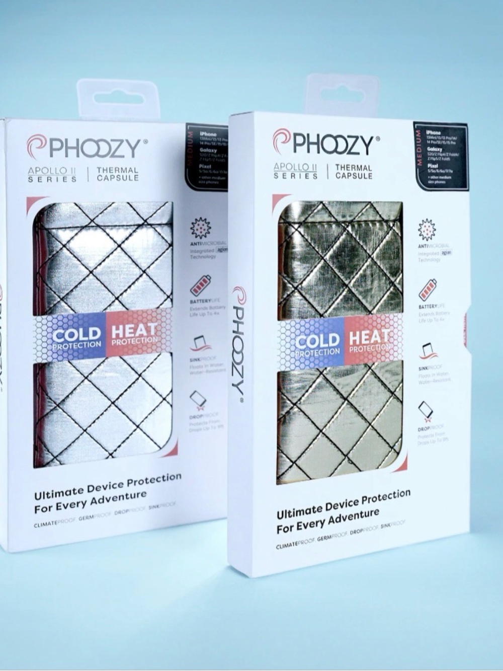PHOOZY Apollo II Thermal Capsule - Silver Quilted Device Sleeve
